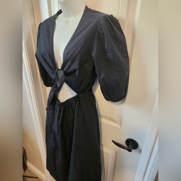 The Drop Women's Black Prisha Cut-Out Poplin Midi Dress | Sz M | NWT - Picture 7 of 11